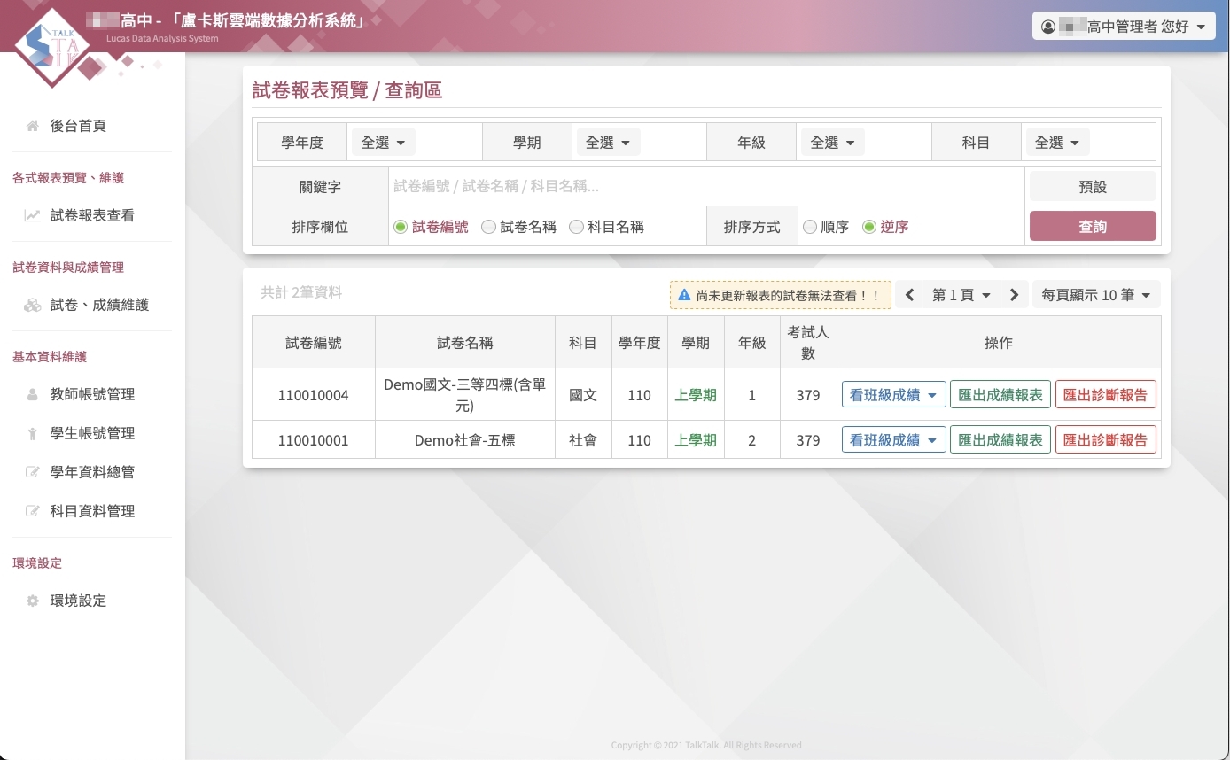 雲端數據分析系統展示圖片